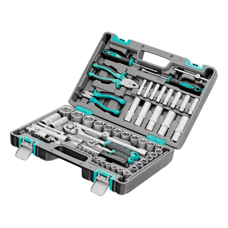 Набор инструментов, 1/2", 1/4", CrV, пластиковый кейс 69 предметов Stels