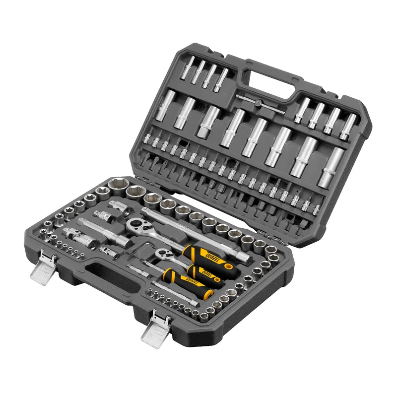 Набор инструментов, 1/2", 1/4", CrV, S2, пластиковый кейс, 109 предметов Denzel