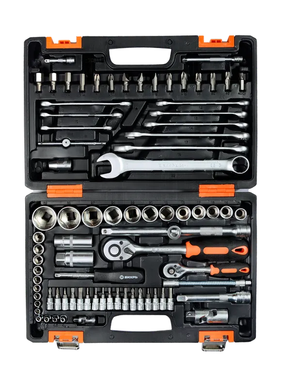 Набор инструментов АВТО, 1/2" , 1/4" , CrV, в кейсе 82 предм Вихрь