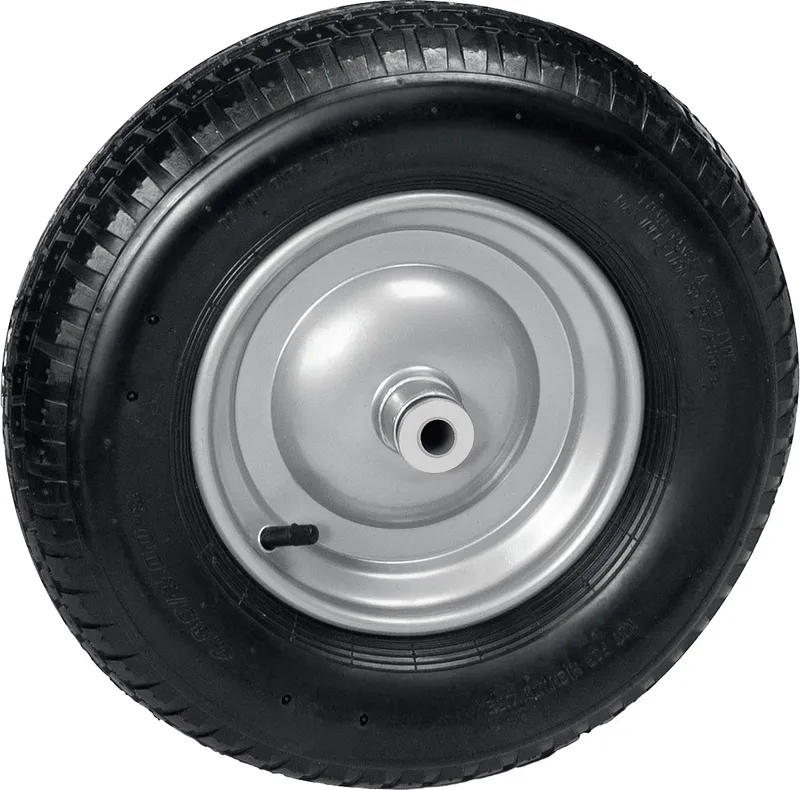 GRINDA WP-20, 4″х380мм, для тачек (арт. 422401, 422406, 422408), стальной диск, подшипник 20мм, пневматическое колесо для тачки, PROLine (422409)