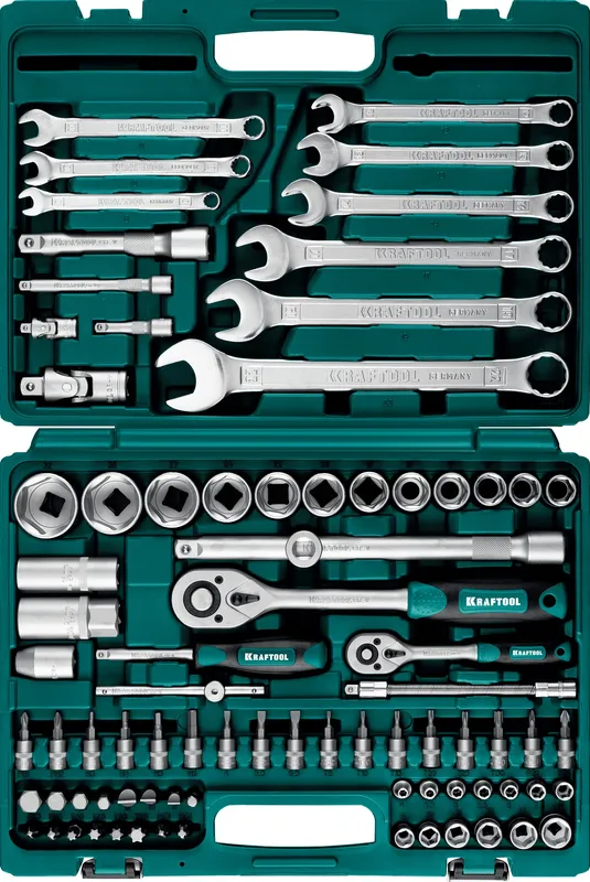KRAFTOOL X-Drive 82, 82 предм., (1/2″+1/4″), универсальный набор инструмента (27887-H82)