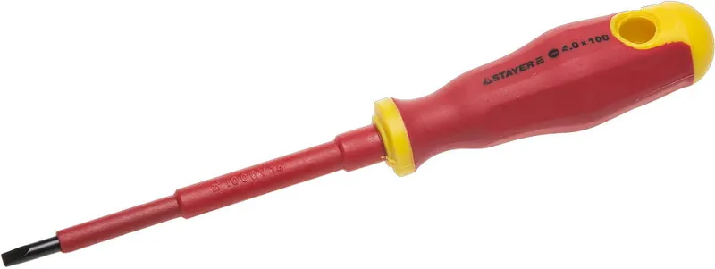 STAYER Electro, SL4 х 100 мм, диэлектрическая отвертка, Professional (25141-04-10)